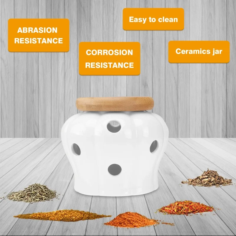 Ceramic Storage Jar Round Lemon Freshness Jar Kitchen Storage Containers with Cover Keeper for Garlic Onion ceramic storage jar