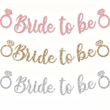 Banner da sposa glitterato per matrimonio, addio al nubilato, decorazione, addio al nubilato, addio al nubilato, abito in filato di diamanti, ghirlanda, bandiera, puntelli per foto