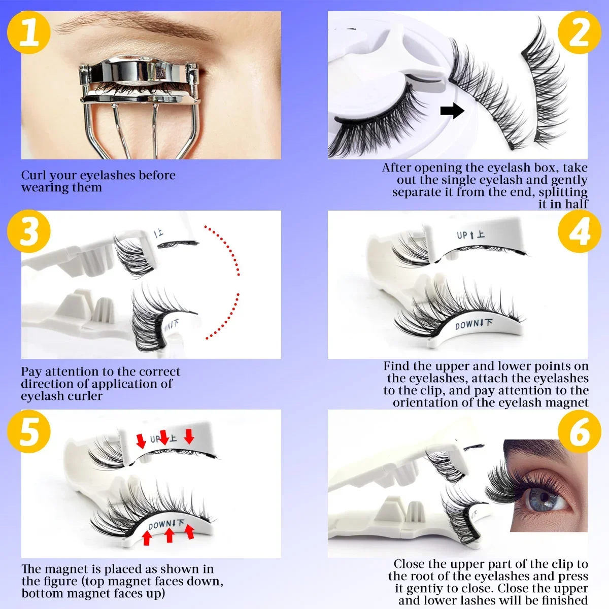 Fake Eyelashes 5 Pairs Magnetic Lashes Set