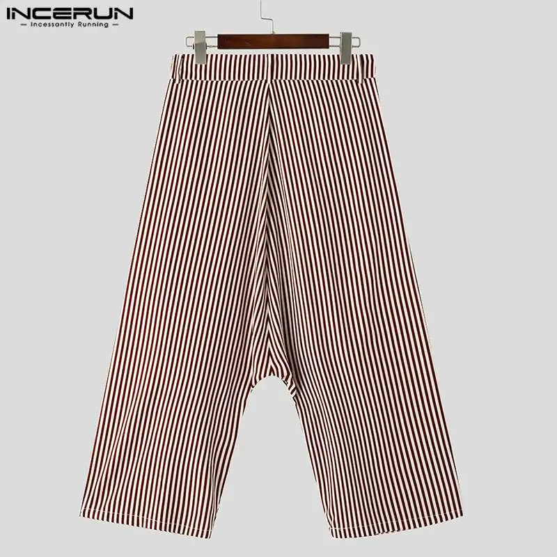 INCERUN 2024 American Style Trousers New Men's Striped Design Pant Casual Party Shows Hot Sale Loose Comfortable Pantalons S-5XL