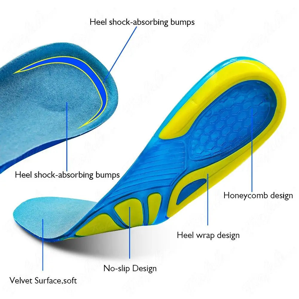 Silikon Rutschfeste Gel Weiche Sport Schuh Einlegesohle Massieren Orthopädische Einlegesohlen Fußpflege Für Füße Schuhe Sohle Stoßdämpfung Pad Neue – Detail 2
