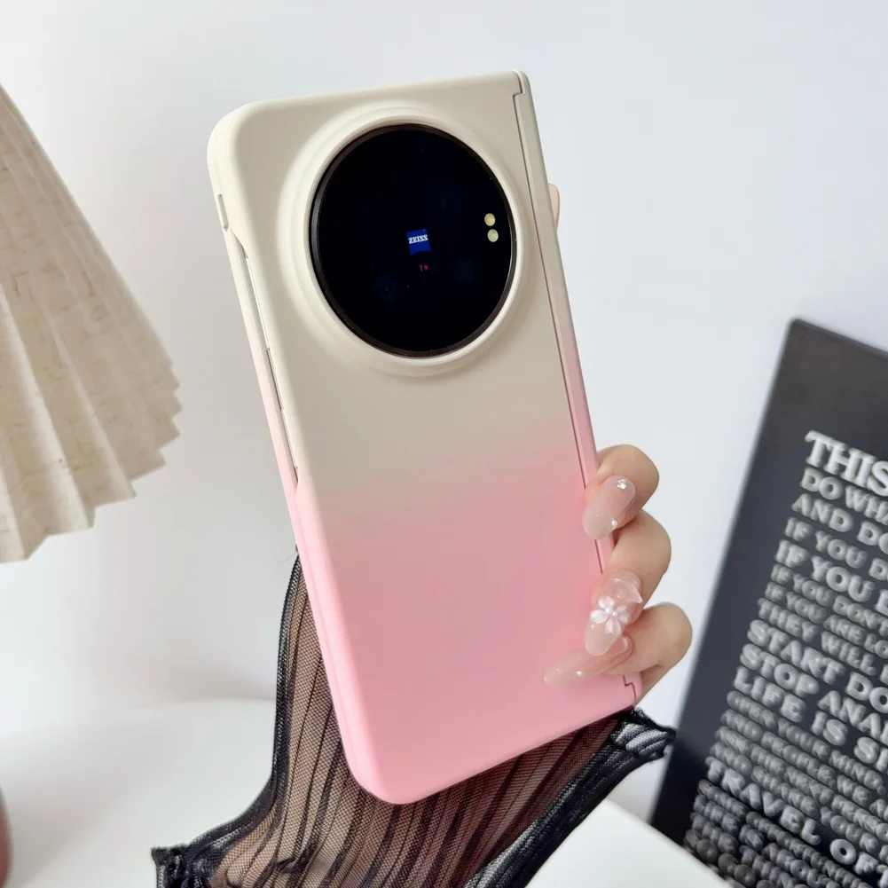 Skin-Feel Two-Tone Gradient Phone Case with Magnetic Center Shaft and Camera Protection