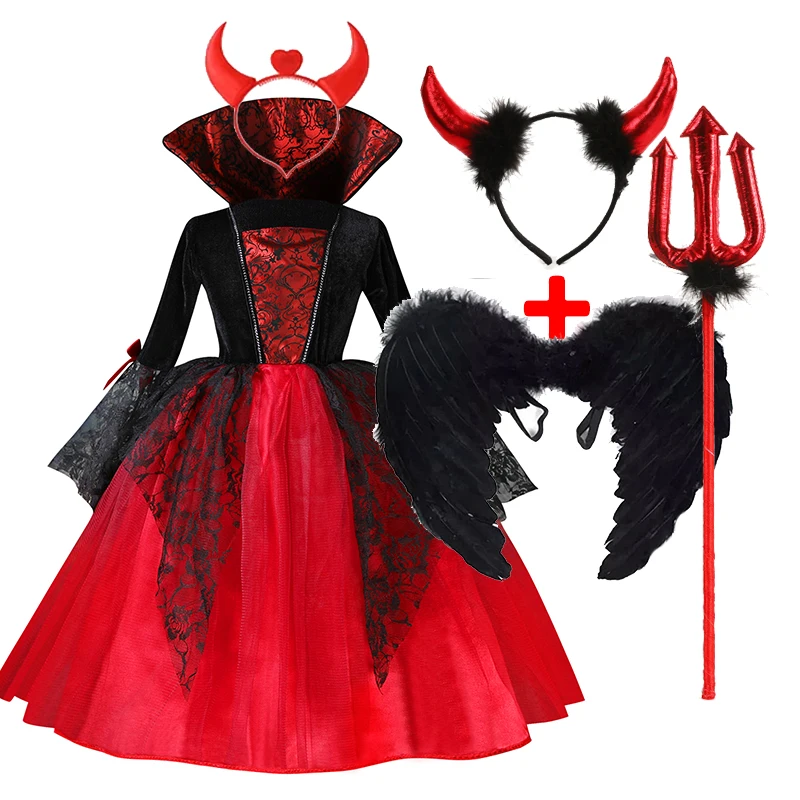 Costume Vampiressa Vampiro Vampira Vestito Bambina Carnevale Halloween