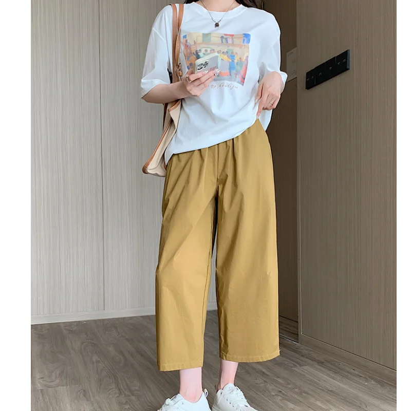 

Брюки женские черные на шнуровке, повседневные Прямые брюки с завышенной талией, модные мешковатые брюки с широкими штанинами, осень