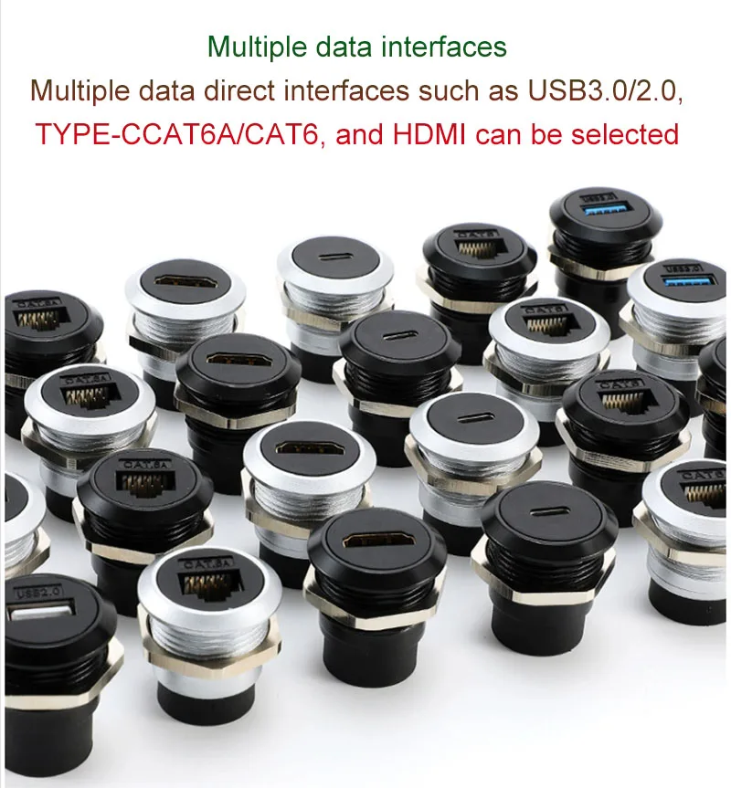 

Circular Type USB 3.0/2.0 TYPE-C CAT6A/CAT6 HDMI With Dust Cap IP67 Waterproof Data Interface Adapters Network RJ45 Connector