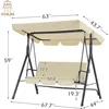 Outdoor Patio Swing Chair for Adults, 3-Seat Porch Swings with Adjustable Canopy, Outdoor Swing Bench with Removable Cushion 5