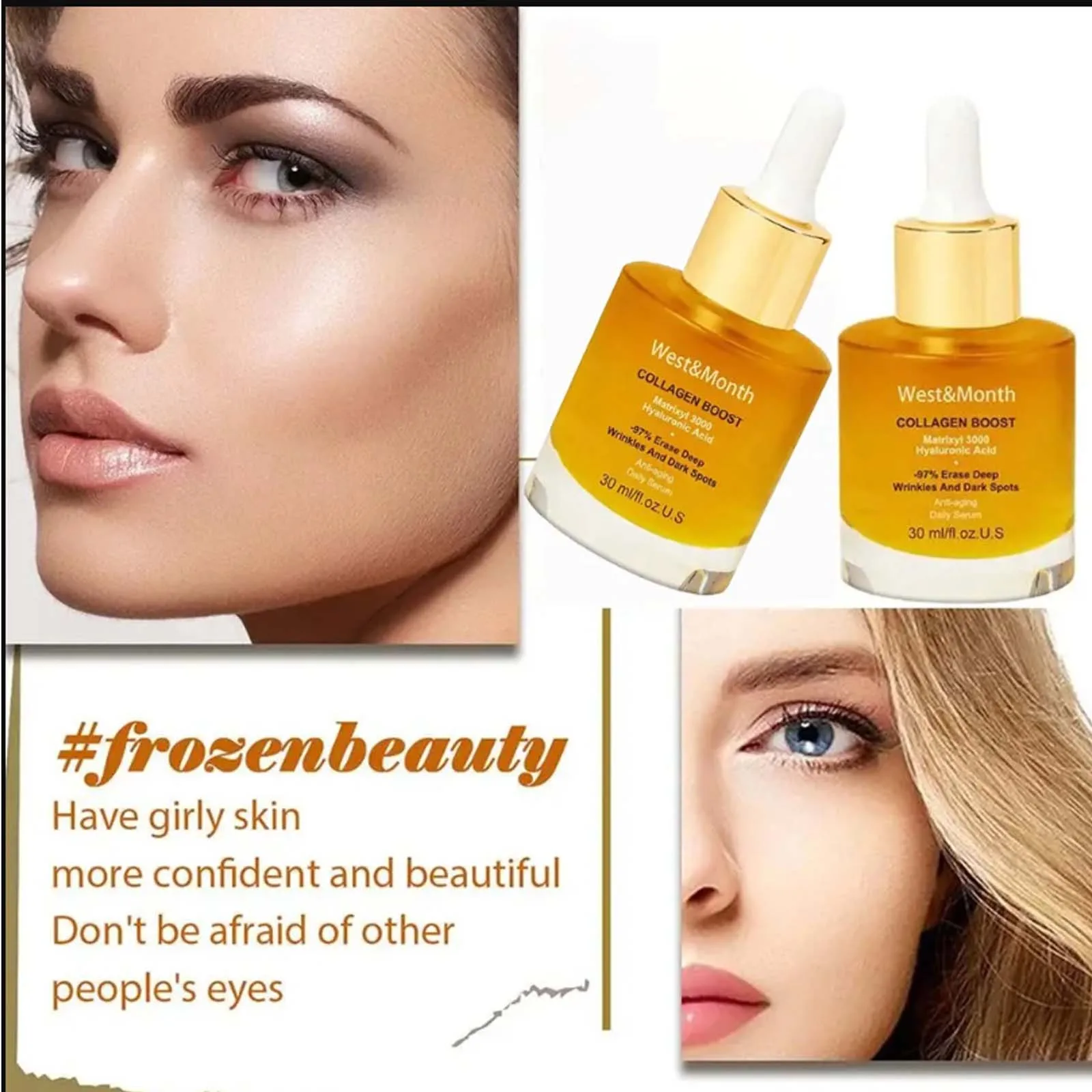 Collagen Face Serum Hydrating Tightening Smoothing Nourishing Brightening Face Skin Fade Fine Lines Anti-Aging Face Essence 2
