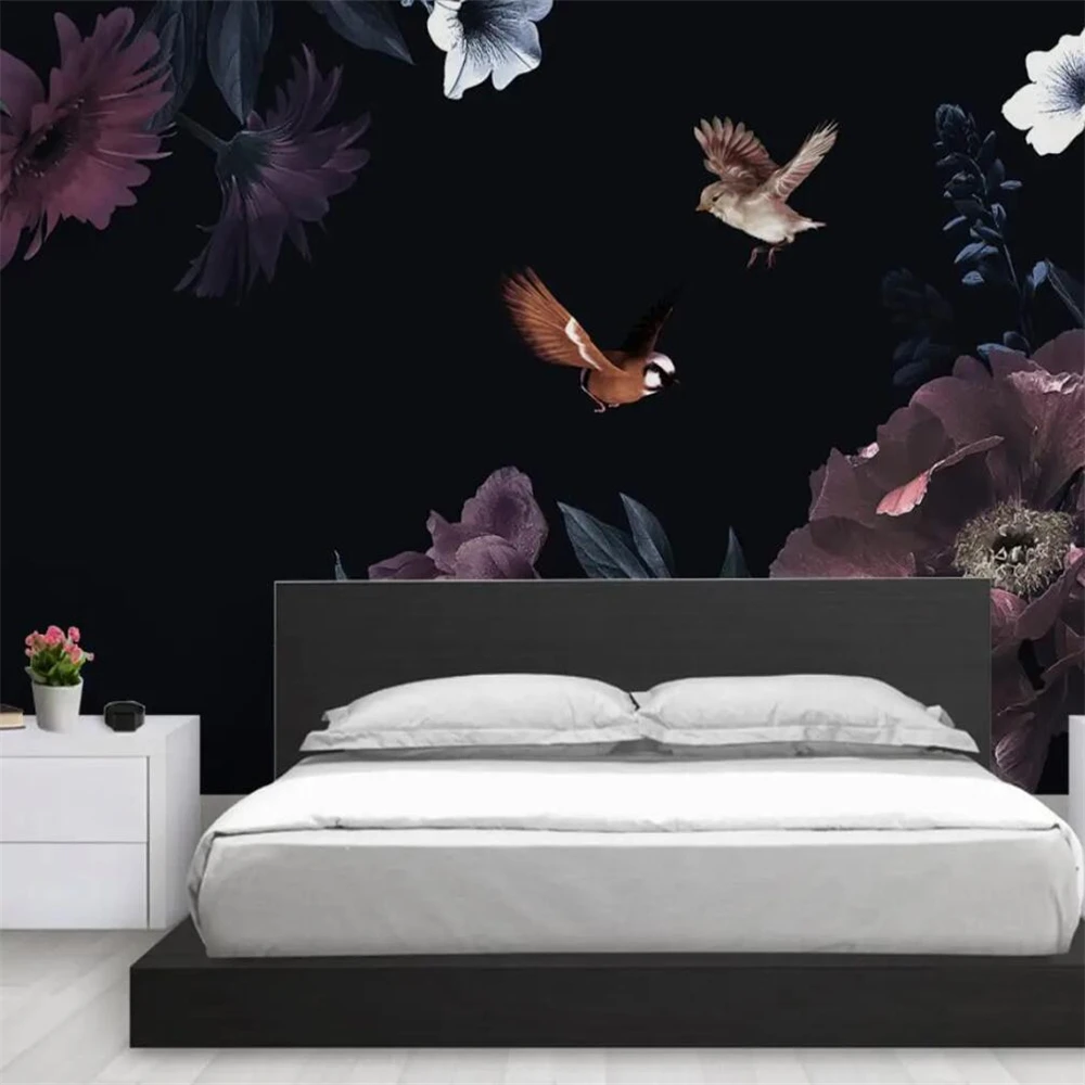 

Custom Mural Modern Wallpapers for Living Room TV Sofa Bedroom black peonies wallpaper Home Decor Papel De Parede Sala Frescoes