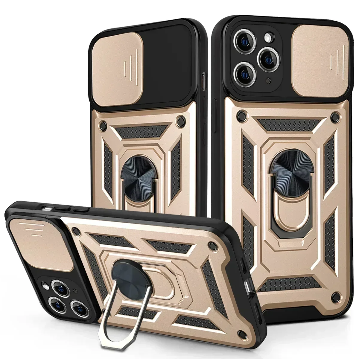 Shockproof Armor Slide Camera Lens Protection Case with Hard Shell