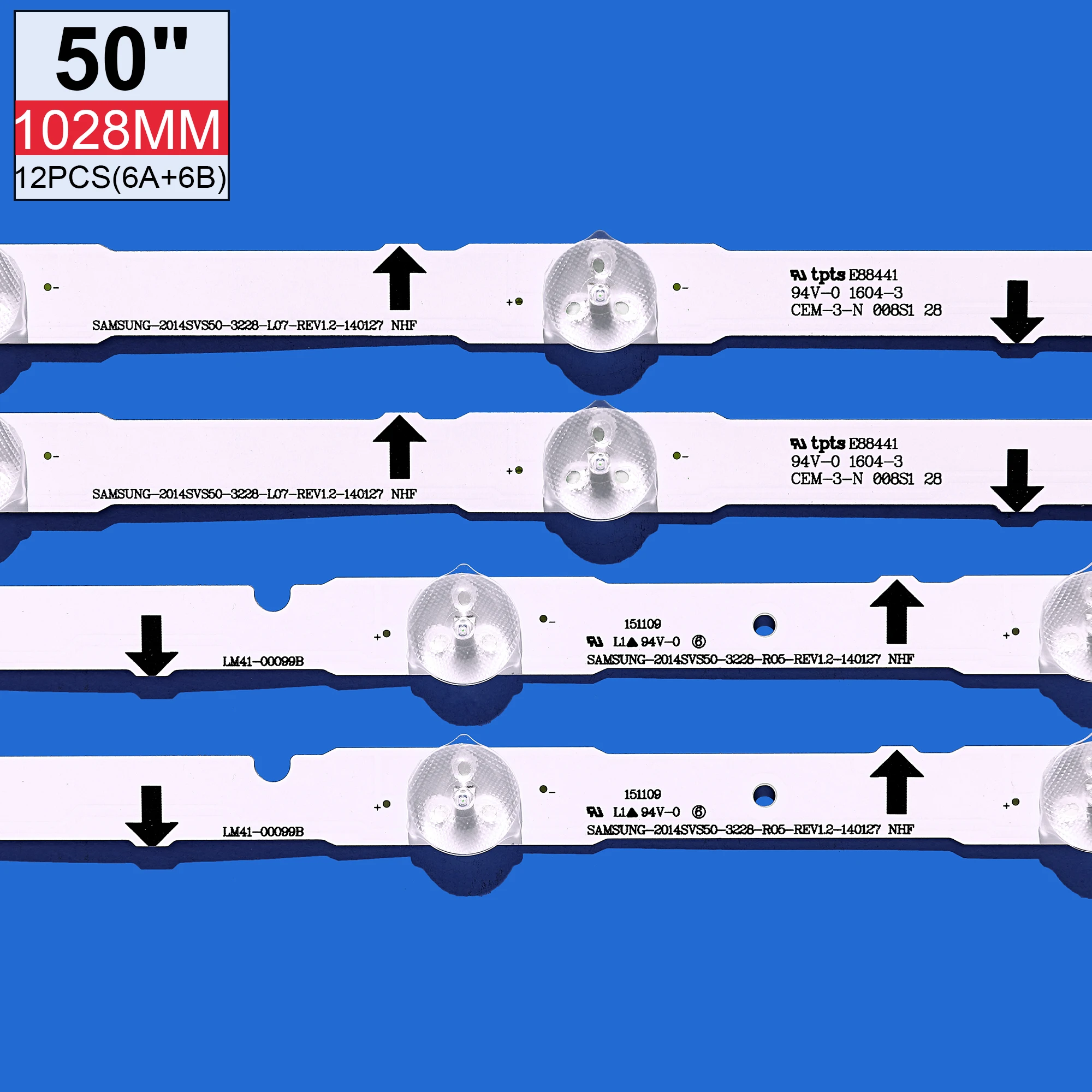 

Светодиодная лента для телевизоров Samsung D4GE-500DCA-R2 UE50H6350 UN50J5500AF UE50H6200 UE50H5000 UE50H5030, 12 светодиодов, 50 дюймов, D4GE-500DCB-R2