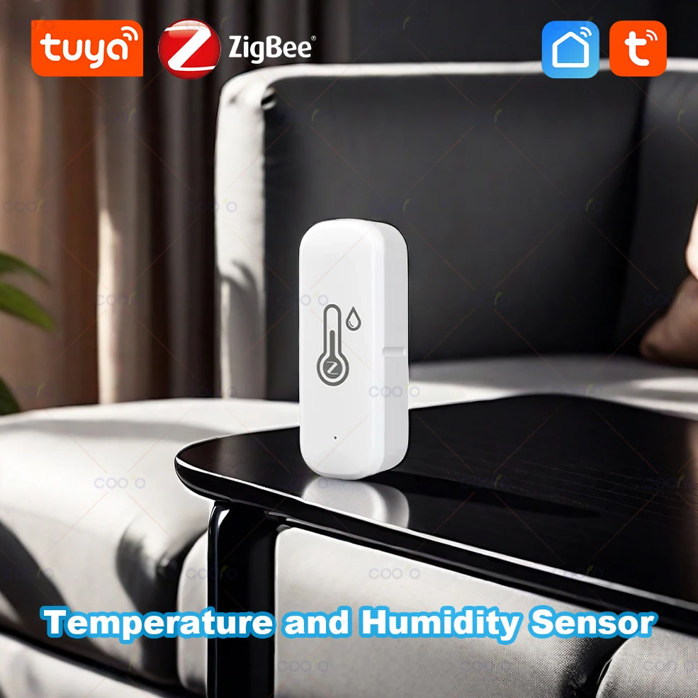 Tuya Zigbee Temperature Humidity Sensor Smart Home Indoor Thermometer Hygrometer App Monitoring Work Smart Life Zigbee2mqtt