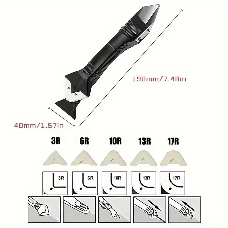 3 In 1 Silicone Scraper Sealant Smooth Removal Tool Ceramic Adhesive Kitchen Bathroom Toilet Sink Waterproof Sealant Removal Set 6