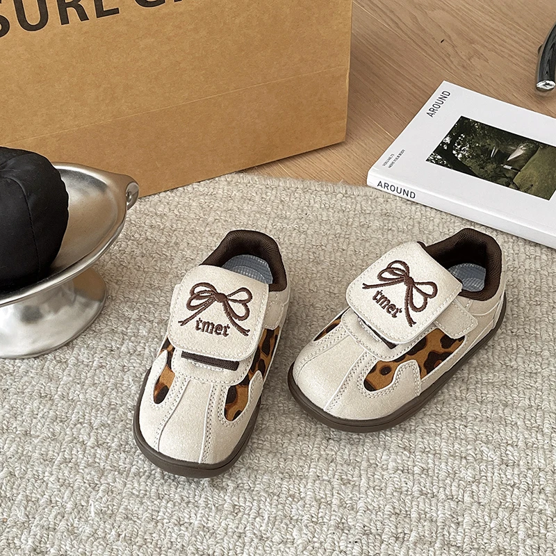 Girls Leopard Sneakers Autumn Breathable School Shoes