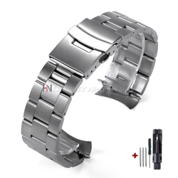Premium Solid Stainless Steel Men's Sport Watch Strap - Jubilee & Oyster Styles, Curved End, Available in 18mm, 20mm, 22mm - 22mm no logo (For Oyster)