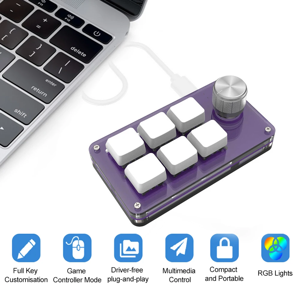 3/6 Keys Programming Macro Custom Knob Keyboard Copy Paste Mini Button ...
