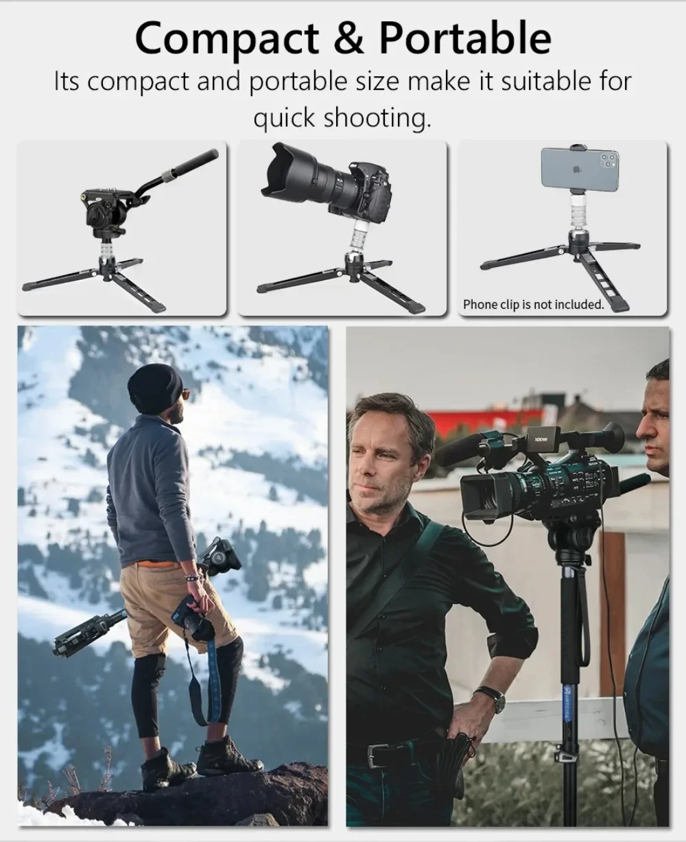 KA7 Professional Video Monopod Kit Unipod and Fluid Head Travel Tripod Stand Tel