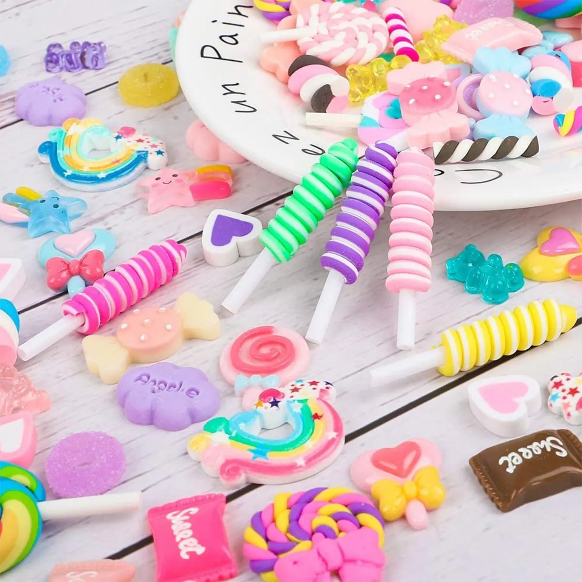 Candy Ornaments Resin Flat-Backed Candy Stick Pendant Lollipop Decoration for DIY Crafts and Decorations Scrapbook 20 30 P candy resin ornaments,resin embellishments