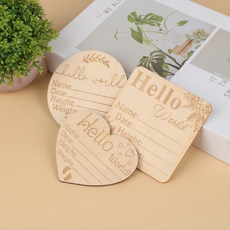 1pc Baby Milestone Number Monthly Memorial Cards Newborn Baby Paper Wooden Engraved Age Photography Accessories Birthing Gift