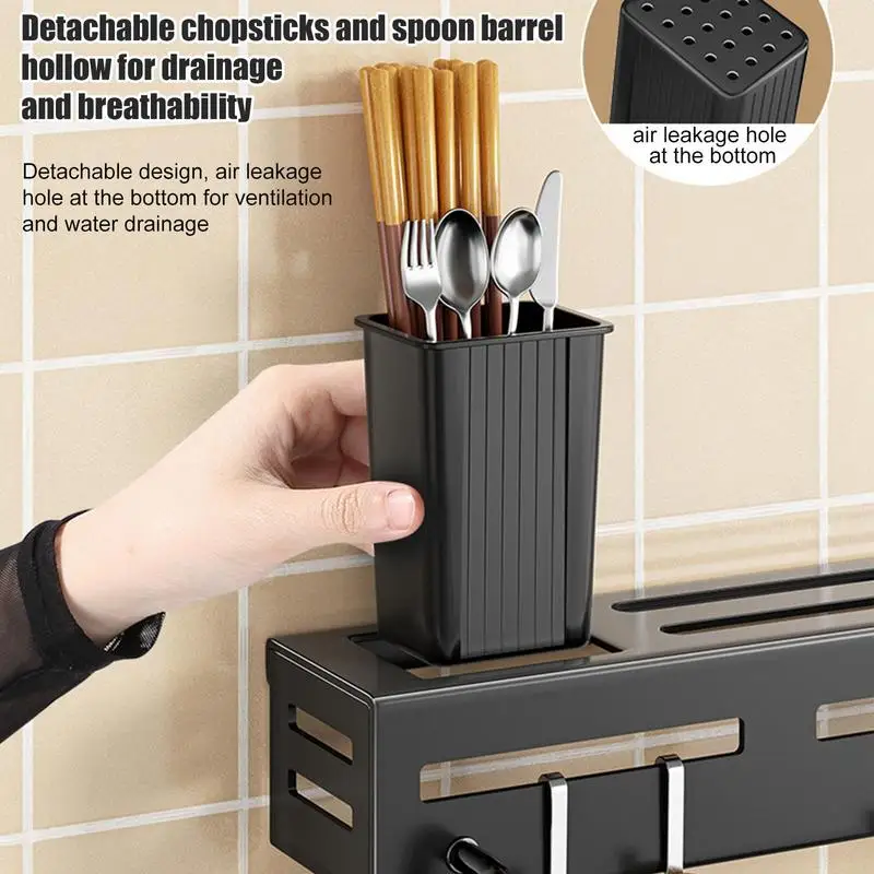 Wall Hanger For Knives Chopsticks Holder Multifunctional No Punch With Hooks Knives Rack For Storing Chopsticks Scissors