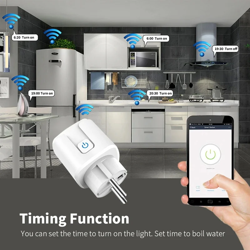 Soquete Inteligente Tuya com Monitor de Energia Aplicativo Inteligente Controle de Voz Temporização Wifi ue 16a Suporte Alexa Google Home - Image 4