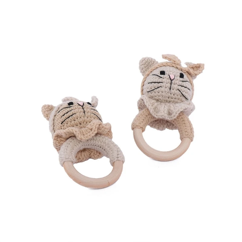 

Cartoon Animal Teether Knit Toy Cartoon Animal Handheld Rattle Drop shipping