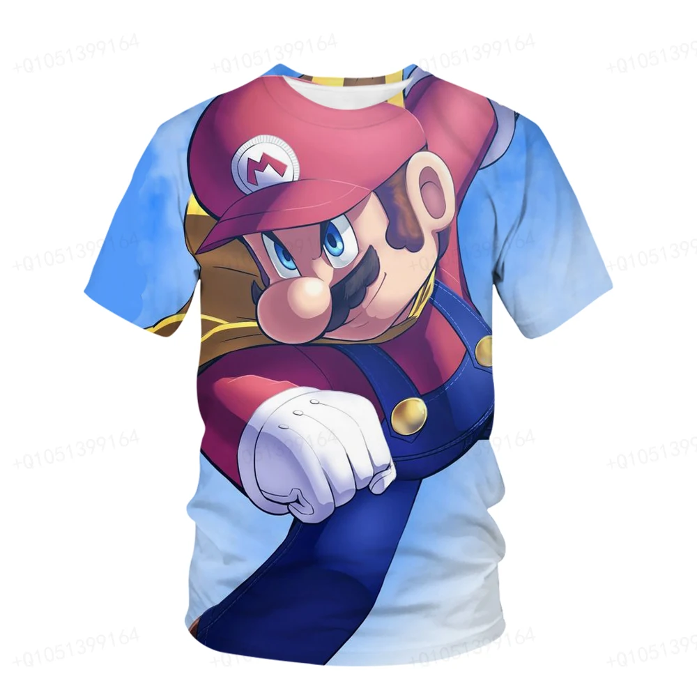 

2024 Baby T Shirt Super Mario Children's Summer Baby Girl Peach Princess Top 3 14y Children's Boy Short Sleeve Cartoon T Shirt