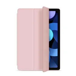 Premium 3-Fold Leather Tablet Sleeve with Liquid Silicone Soft Stand - Shockproof Cover for iPad 5th 6th 9.7inch (Pink)