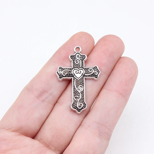 WYSIWYG 3pcs 54x33mm Religious Cross Pendant Orthodox Cross Charms Antique  Silver Color Antique Gold Color Cross