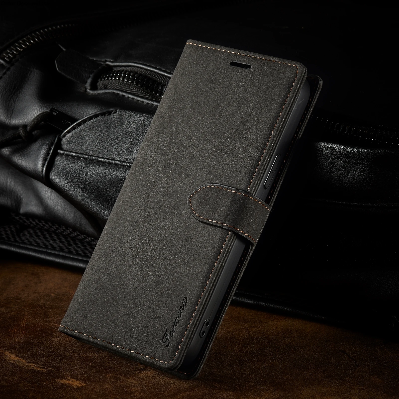Leather Flip Wallet Case with Magnetic Card Holder - Elegant Phone Cover