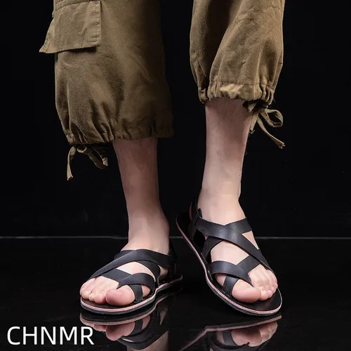 남성용 여름 해변 샌들, 유럽 및 미국, 내마모성 패션, 야외 통기성 두꺼운 밑창 캐주얼 신발, 실내 로마 3