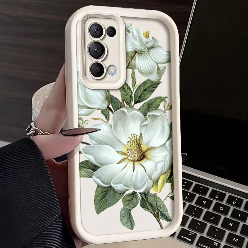 Elegant Flower Painted Silicone Phone Case - Anti-Drop Soft Cover