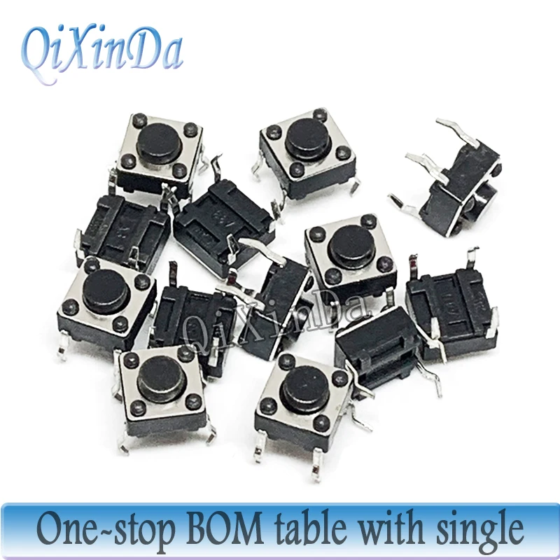 1000PCS 6x6mm Tactile Tact Mini Push Button Switch PCB Panel Momentary DIP 4 Pin Self-Reset Switch 6*6*4.3/5/6/7/8/9/10/11/13MM