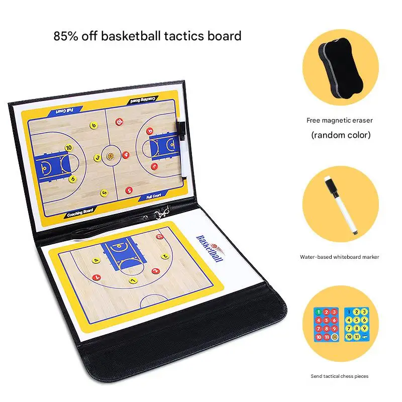Portable Basketball Tactical Board Coach Instruction Tool Basketball Teaching Coach Sets Folding Magnetic Erasable Tactical Book