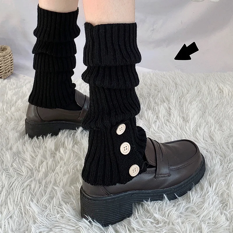 Y2k Leg Warmers Autumn Winter Wool Cashmere Foot Cover Knee Socks JK Japanese Style Loose Long Socks Stockings Women Leg Warmers