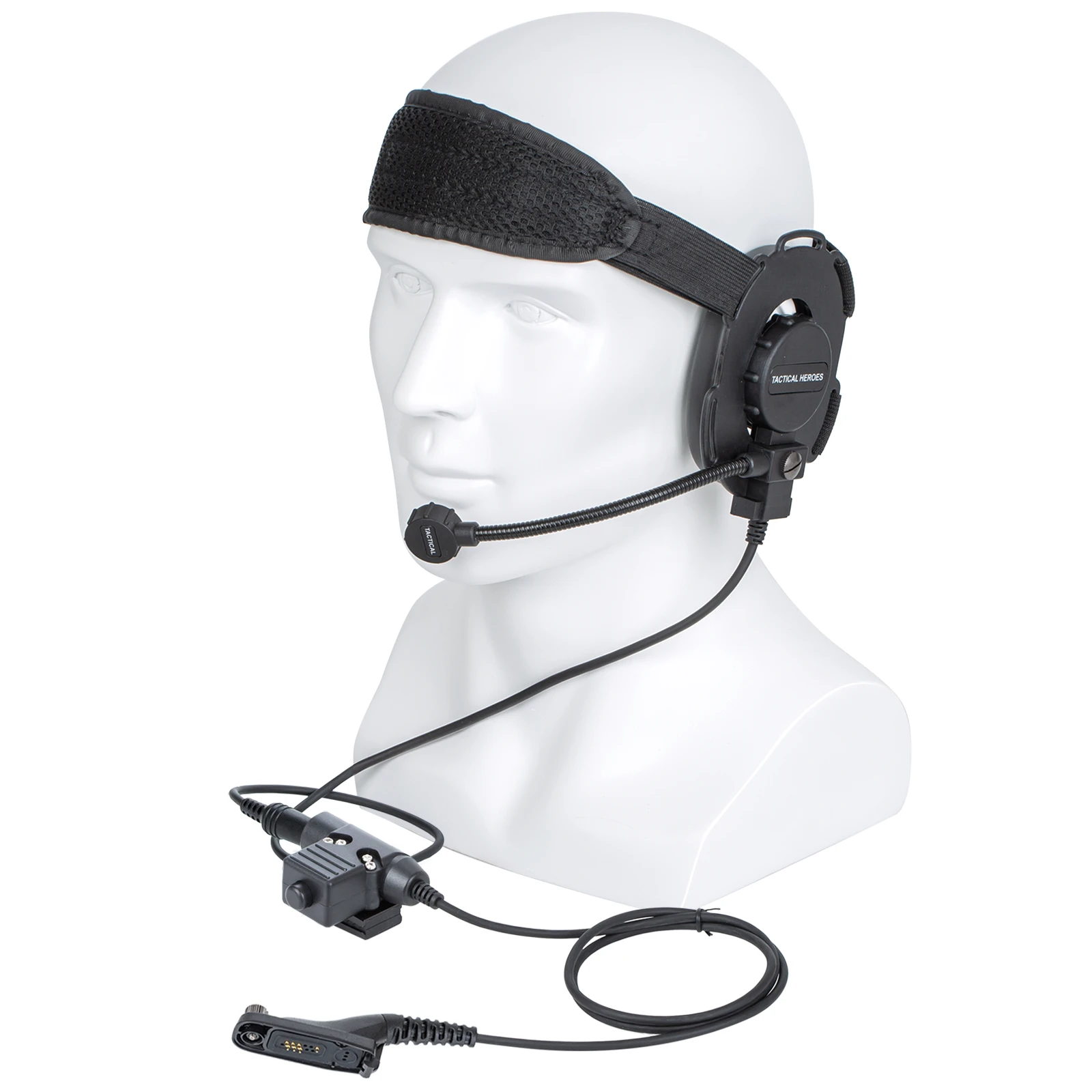 

HD03 Tactical Bowman Elite II walkie talkie Radio Headset Microphone with U94 PTT Adapter for Motorola XiR P8268 8260 APX 7000
