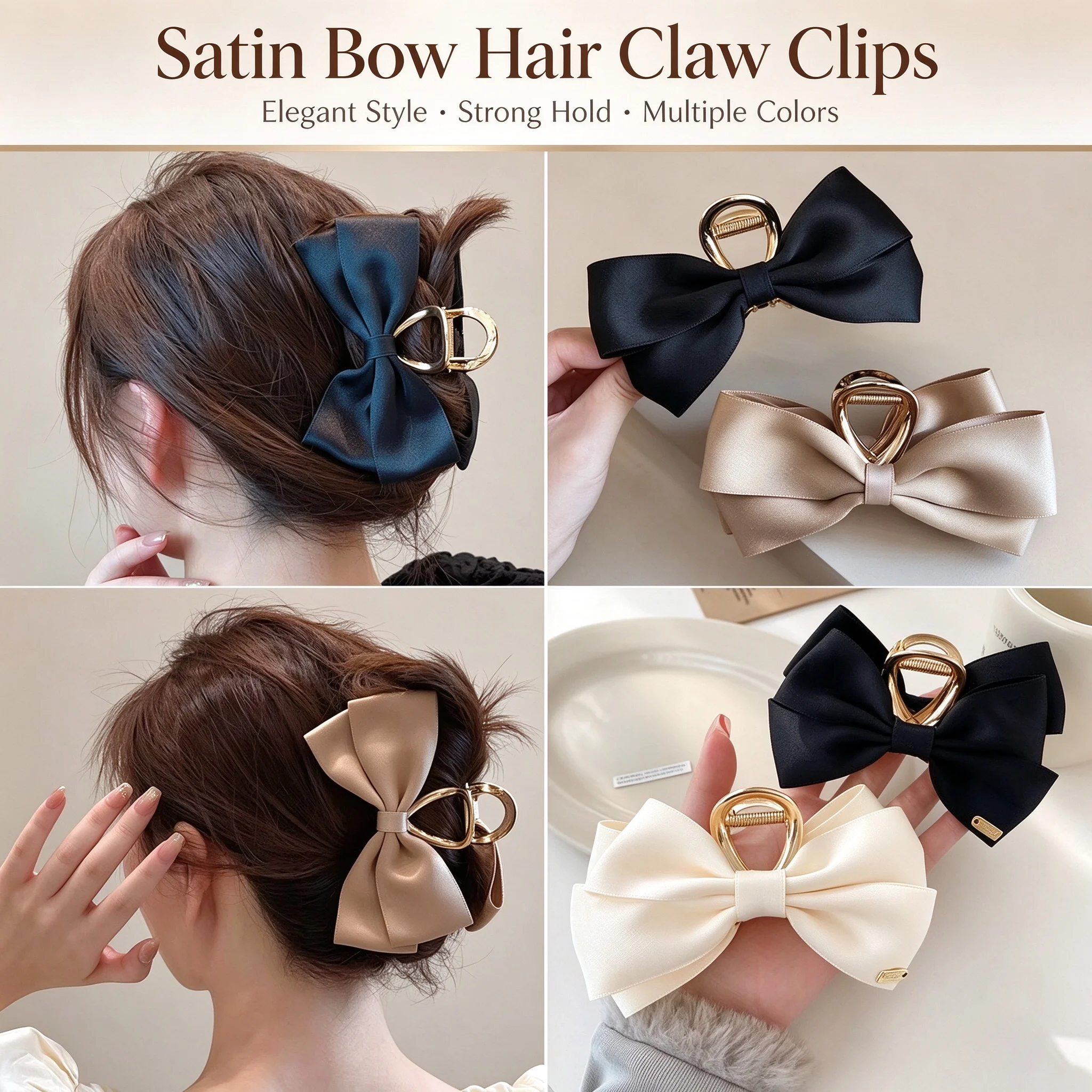 Neue große Satin bogen Krallen clips für Frauen Mode Haar Kralle Haars pangen Mädchen Haarnadeln süße Kopf bedeckung Haars pange Haarschmuck