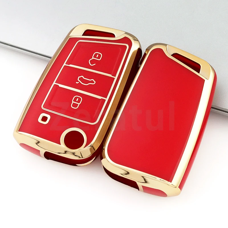 Key Case Car Key Shell Key Shell TPU Car Flip Key Case Cover Shell For VW Volkswagen Golf 7 MK7 Tiguan MK2 For Skoda Octavia Kodiaq Seat Ateca Leon FR Ibiza