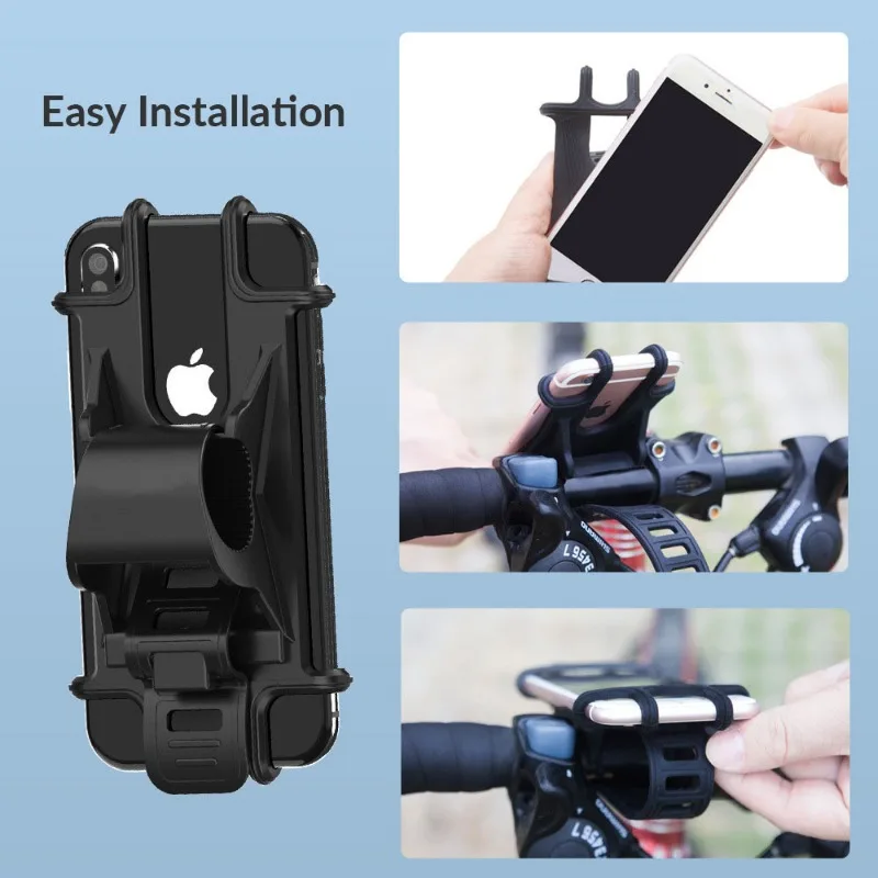 

Universal Motorcycle Bicycle Phone Holder Silicone Shockproof Bracket GPS Clip Mobile Phone Stand
