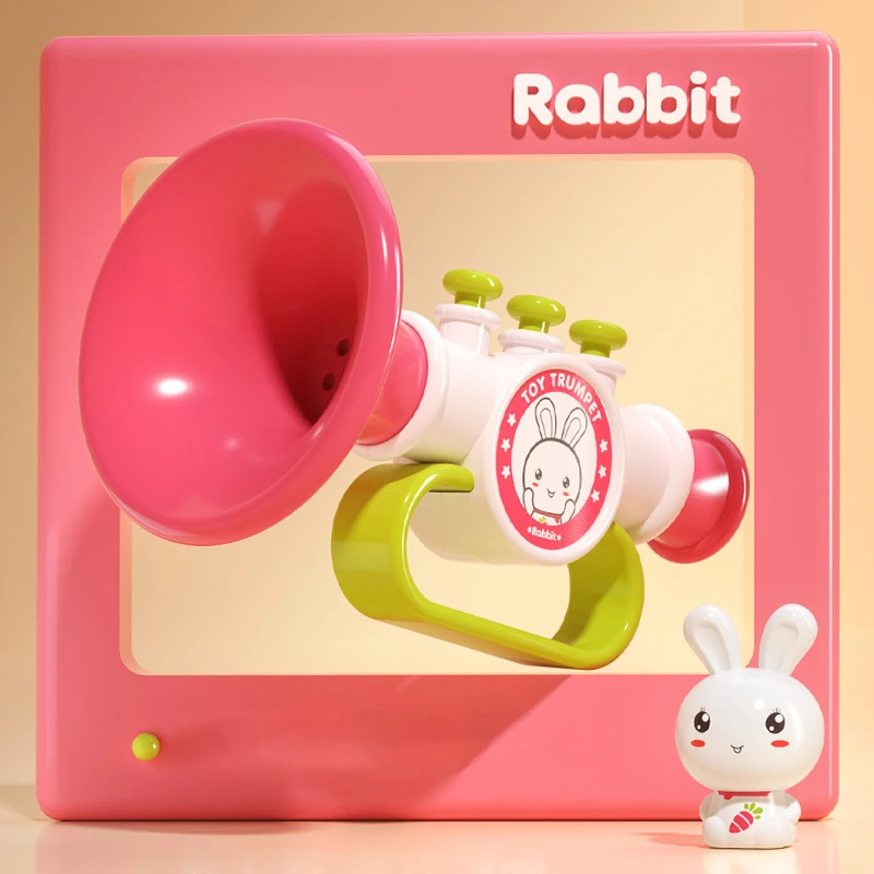 Children Trumpet Toys Yellow Duckling Whistle Cartoon Rabbit Dinosaur Blow Blow Trumpet Kids Musical Instrument Combination Toys 4