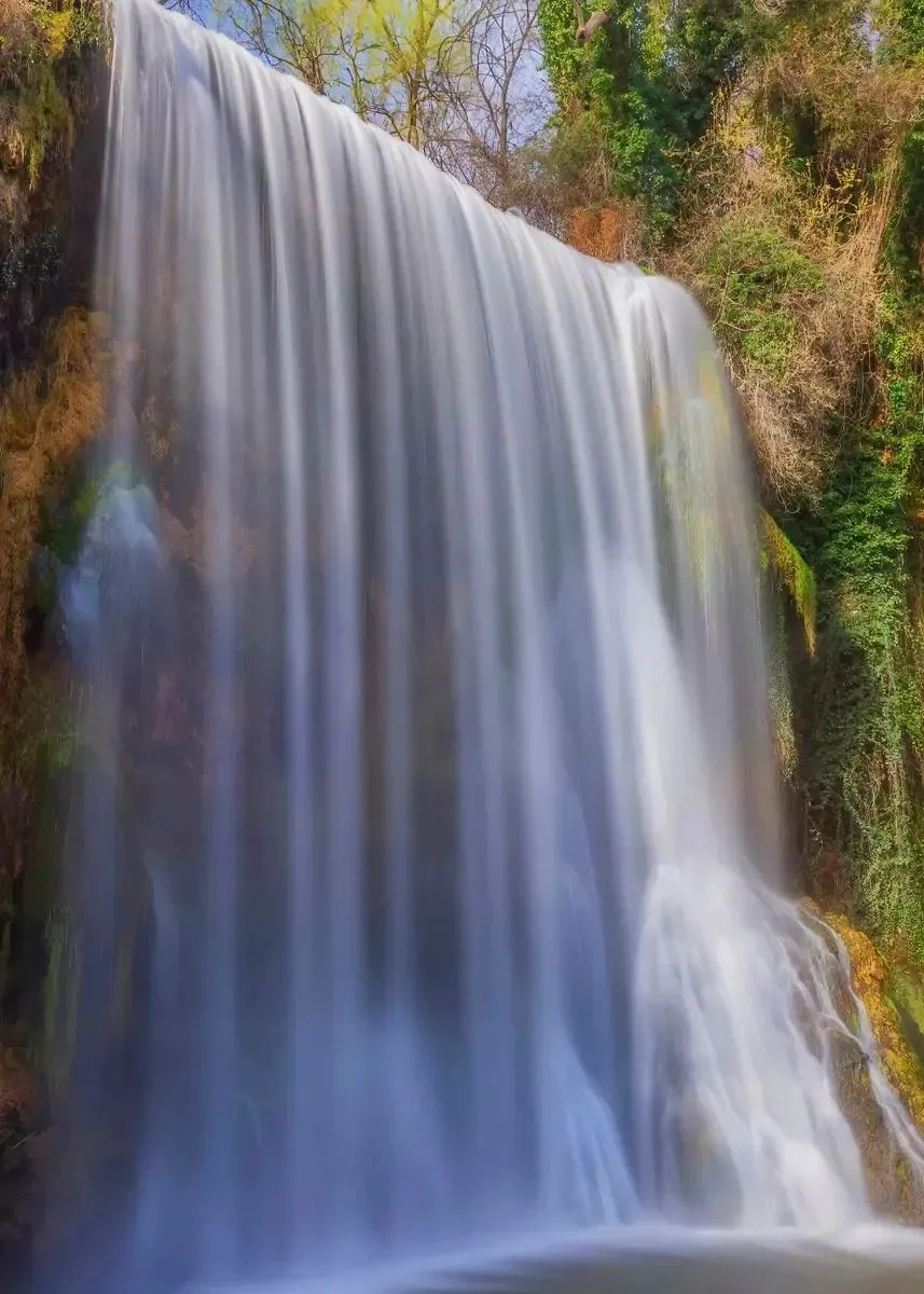 Pintura en lienzo de paisaje con cascada natural, carteles e impresiones de árboles verdes y bosques, arte de pared para sala de estar, decoración del hogar, sin marco