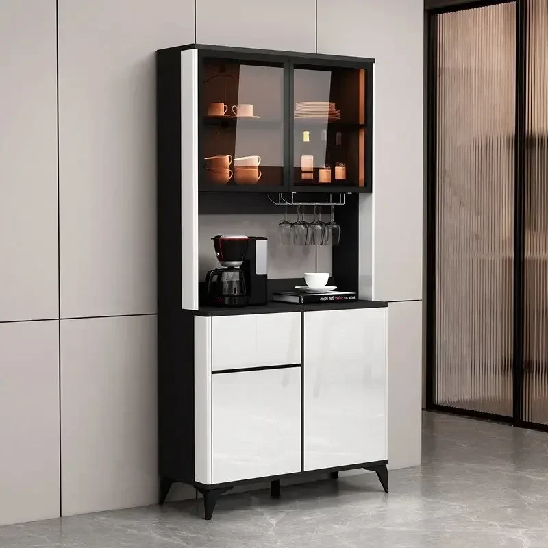 Modern Freestanding Smooth Kitchen Pantry Storage Cabinet with Glass Doors Shelves & Drawers Modern Sideboard Buffet Cabinet 3