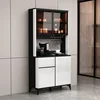 Modern Freestanding Smooth Kitchen Pantry Storage Cabinet with Glass Doors Shelves & Drawers Modern Sideboard Buffet Cabinet 3