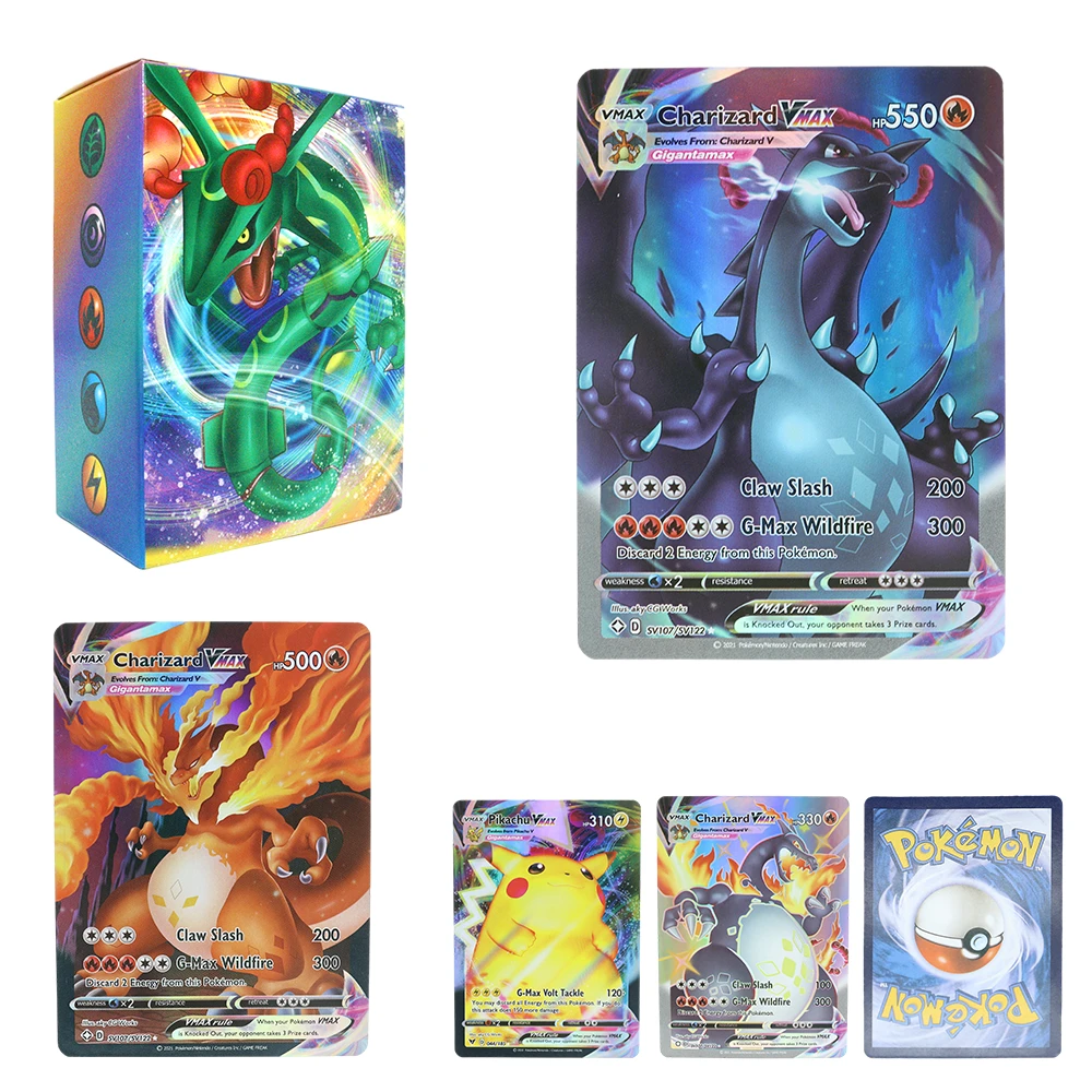 55 100pcs English French Spanish Pokemon Card Vmax GX Tag Mega EX Pikachu  Charizard Hobbies Collection Battle Holiday Gift Toys| | - AliExpress