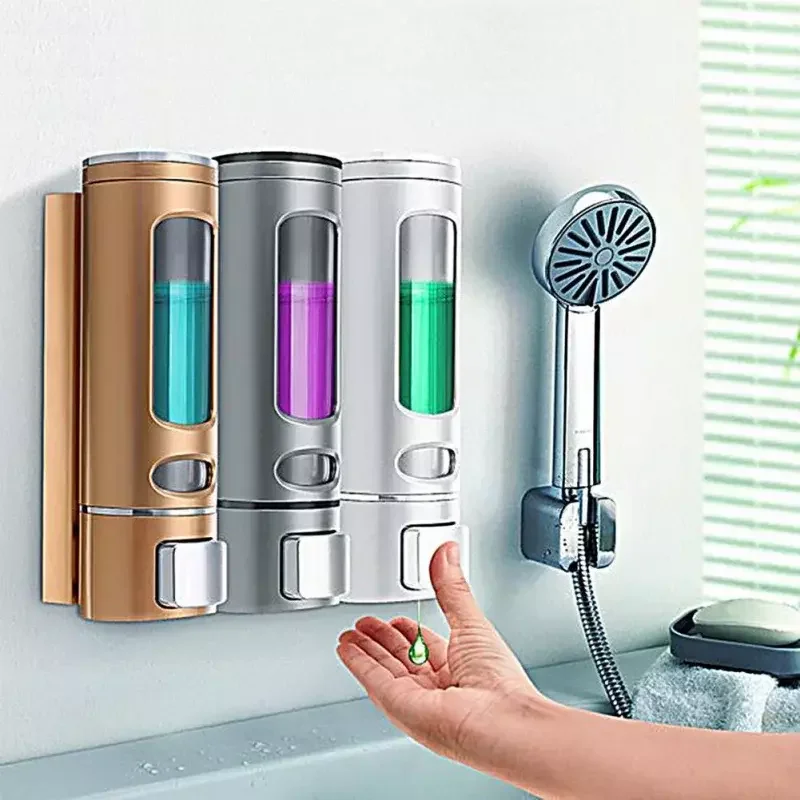 1/2/3 Heads Wall-mounted Soap Dispenser Bath Shampoo Shower Gel Liquid Soap Dispenser Soap Bottle Toilet Bathroom Accessories 6