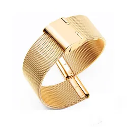 Enhanced Metal Mesh Watch Band, Steel Bracelet for Men and Women, Quick Release Wristband Replacement (Gold)