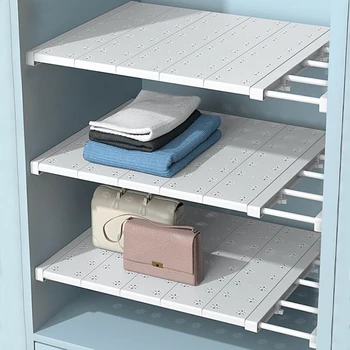 Scaffali portaoggetti regolabili per guardaroba Scaffale per armadio per abbigliamento Scaffale a parete per scaffali per armadietti da cucina per bagno Organizzatore domestico 1