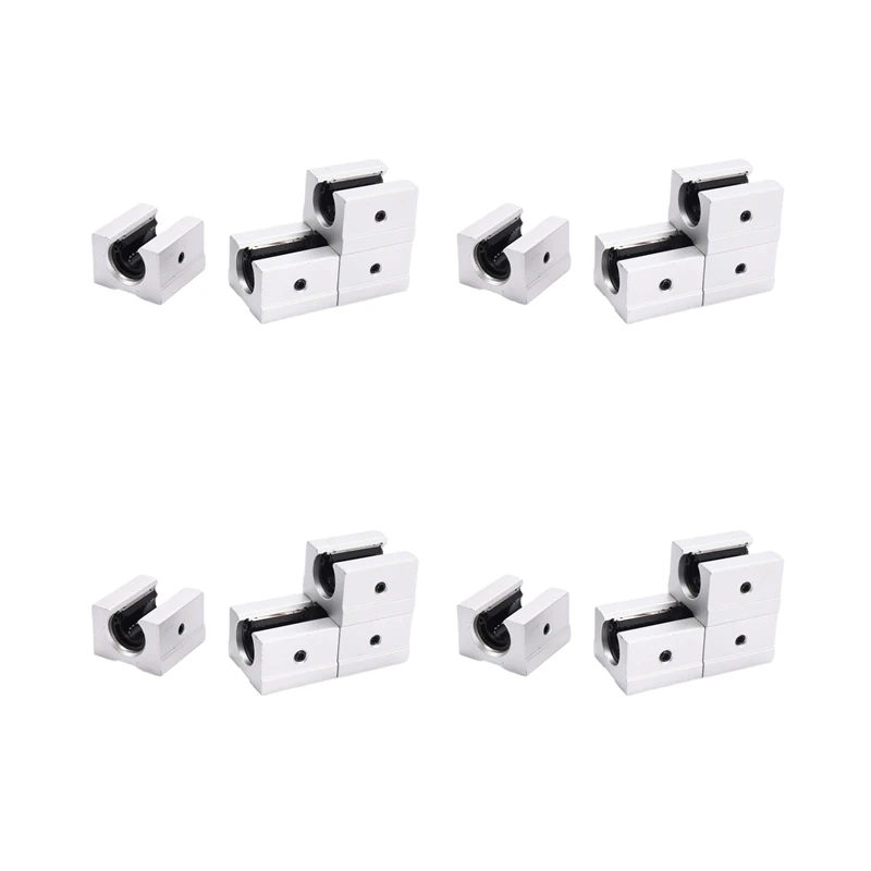 

16 X SBR12UU 12Mm Aluminum Linear Motion Router Bearing Block, Silver
