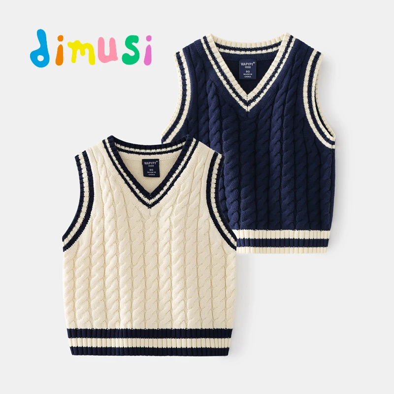 

DIMUSI Autumn Winter Boy's Vest Jackets Casual Children Sweater Pullovers Knitting Warm Vest Coats Baby Kids Waistcoats Clothing