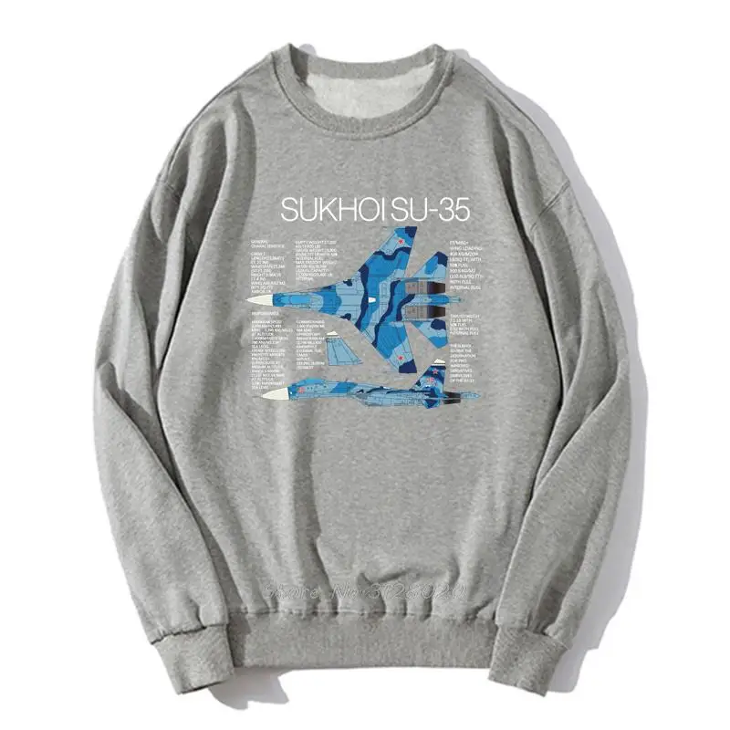 Russische Sukhoi Su-35 Kämpfer Herren Hoodie Übergroßer Pullover Unisex Sweatshirt Streetwear Harajuku – Detail 3