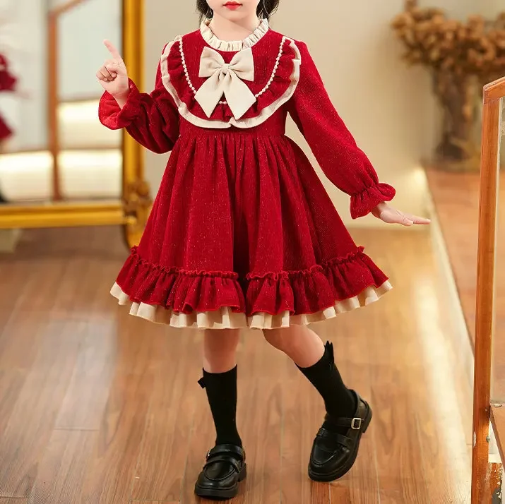 Vestido de estilo coreano para niñas, ropa de princesa gruesa de